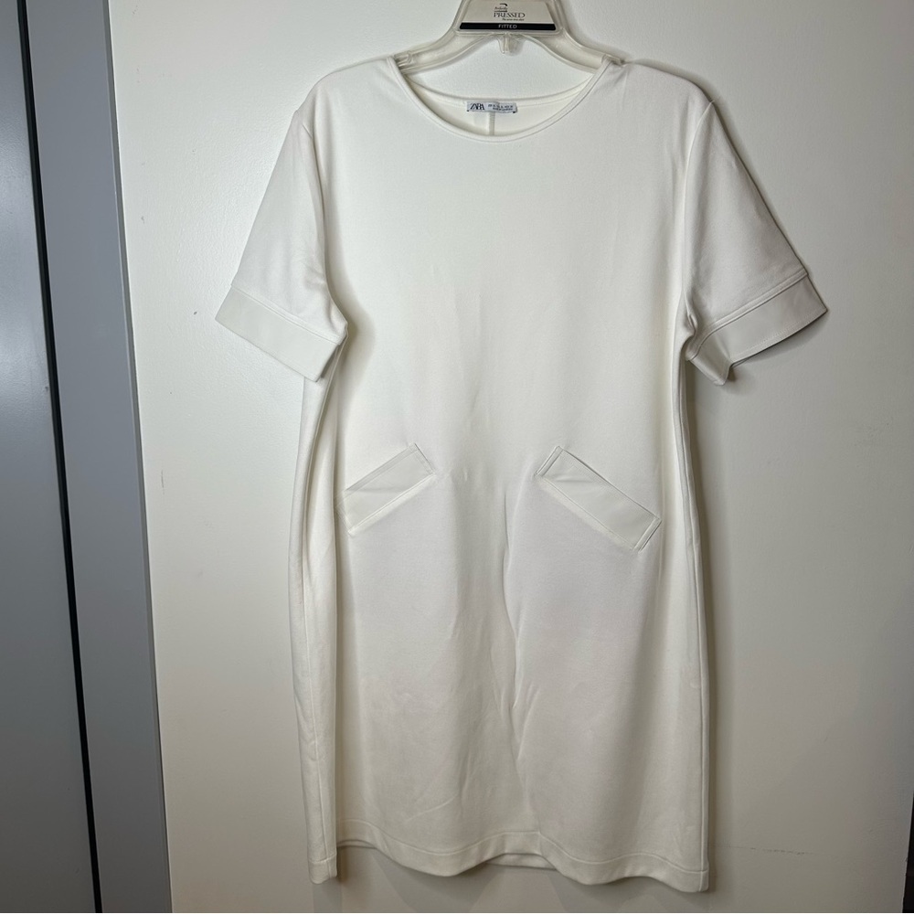 Zara white dress with 2 pockets XL